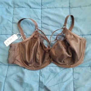 NWT Black plunge Bra with cross top.